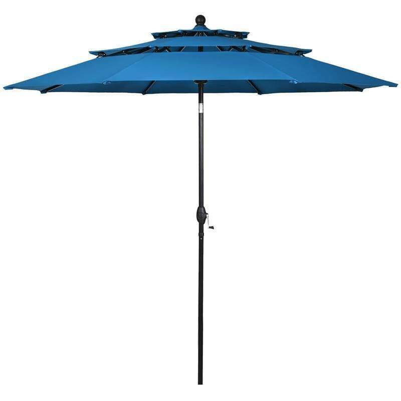 10ft 3 Tier Patio Market Umbrella with Double Vented & Easy Tilt Adjustment