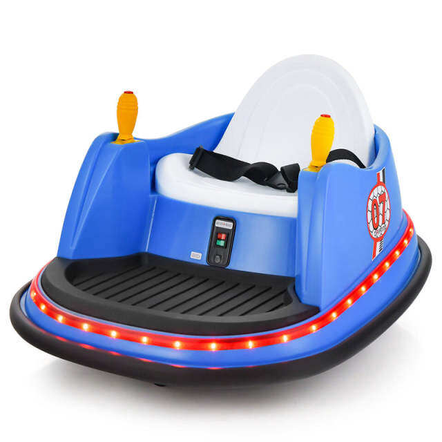 Kids Bumper Car, 12V Battery-Powered Electric Ride-On Bumper Car with 360° Spin, Dual Joysticks, Remote Control & Flashing Lights for Ages 2-5