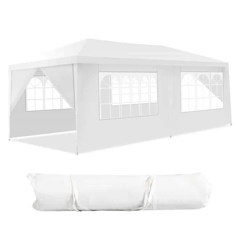 10' x 20' Heavy Duty Canopy Tent with 6 Removable Sidewalls & Roller Bag, Waterproof White Party Wedding Tent for Outdoor Events, Market, Backyard