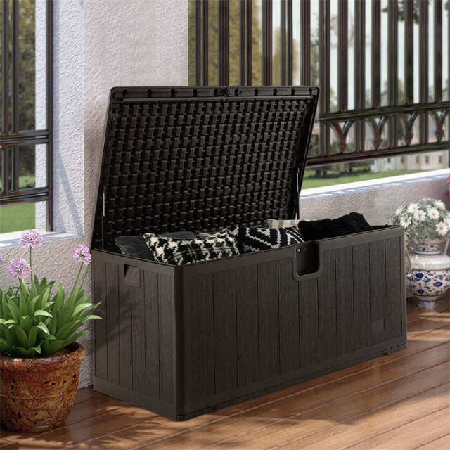 130 Gallon Deck Box All Weather Outdoor Storage Box Patio Container with Lockable Lid for Yard Garden