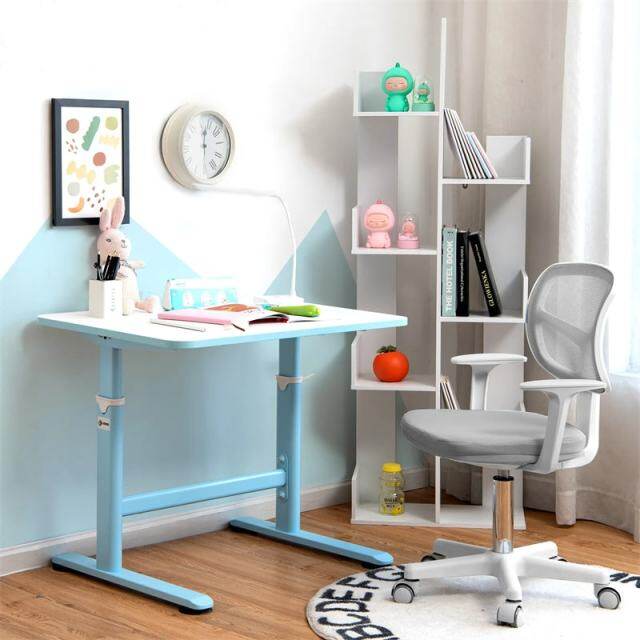 Kids Desk Chair, Adjustable Children Study Computer Chair with Wheels, Arms & Lumbar Support, Swivel Mesh Office Chair for Boys Girls Aged 4-13