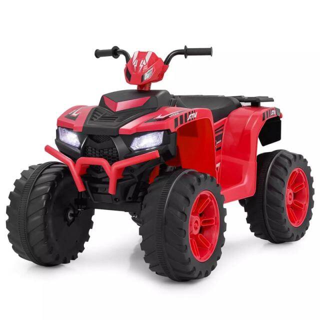24V Kids Ride On ATV, Battery Powered Electric 4-Wheeler Quad Car with Wireless Connection & LED Lights for Boys/Girls Ages 3-8