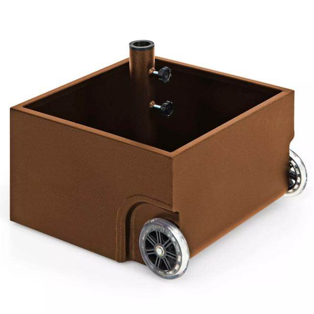 170lbs Filled Umbrella Base, Heavy Duty 2-in-1 Umbrella Stand with Wheels & Fillable Planter, Square Umbrella Holder for Patio, Poolside & Deck