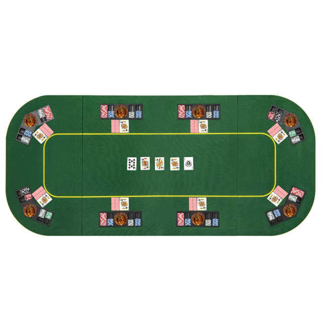 8-Player Folding Poker Table Top, 79" x 36" Portable Anti-Slip Texas Holdem Poker Mat with Carry Bag, Cup Holders & Chip Trays for Blackjack, Casino