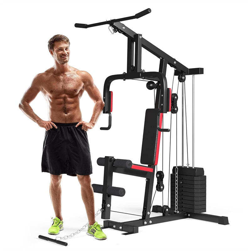 Multifunction Home Gym System, Weight Training Exercise Machine with 100lbs Weight Stack, All-in-One Strength Training Equipment for Full Body Workout