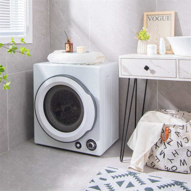 Portable Clothes Dryer, 13.2 LBS Compact Front Load Electric Tumble Dryer with Stainless Steel Drum & 5 Drying Programs, 1350W