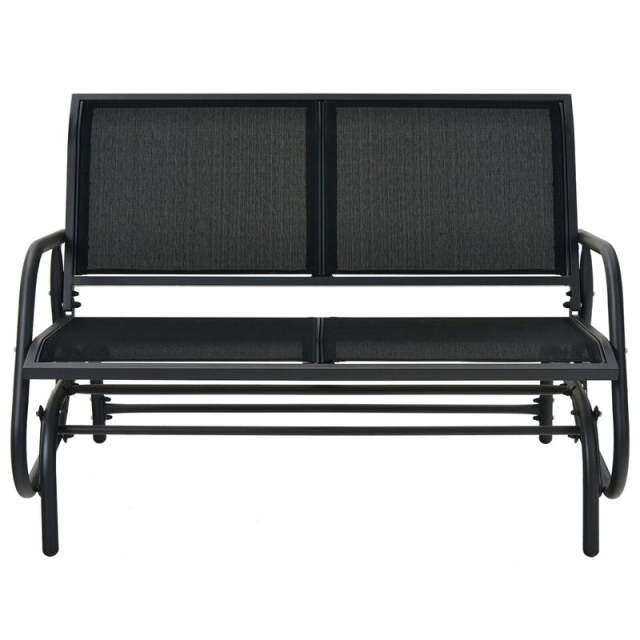 48" 2 Person Outdoor Swing Glider Bench, Patio Double Rocking Loveseat Chair with Breathable Fabric & Steel Frame for Porch, Garden, Backyard