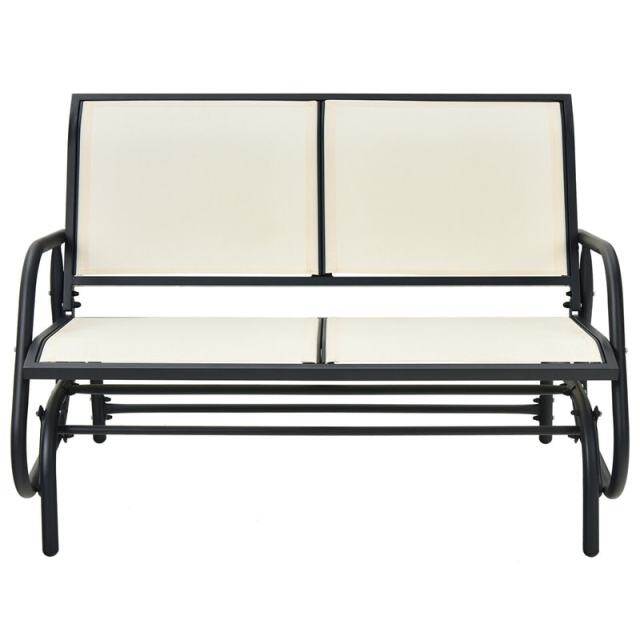 48" 2 Person Outdoor Swing Glider Bench, Patio Double Rocking Loveseat Chair with Breathable Fabric & Steel Frame for Porch, Garden, Backyard