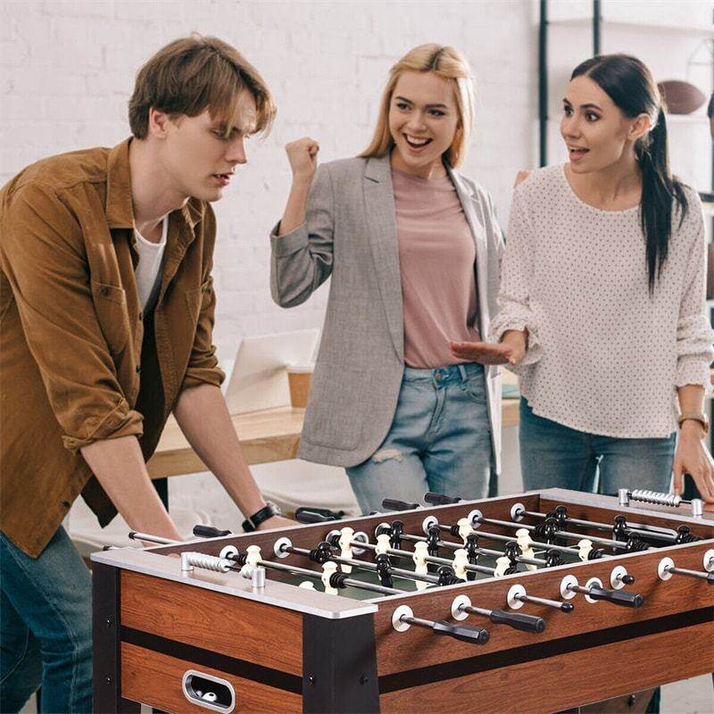 54" Full-Size Foosball Table for Adults, Competition Arcade Soccer Table Game with 2 Balls, Wood Football Table for Game Room Home Party