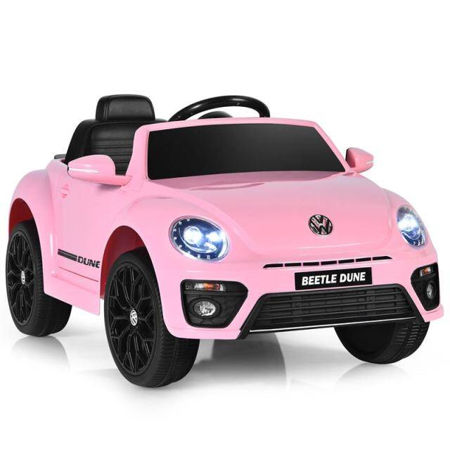 12V Kids Ride-On Car, Licensed Volkswagen Beetle Battery-Powered Electric Vehicle with Remote Control, Lights, Music, Gift for Boys & Girls