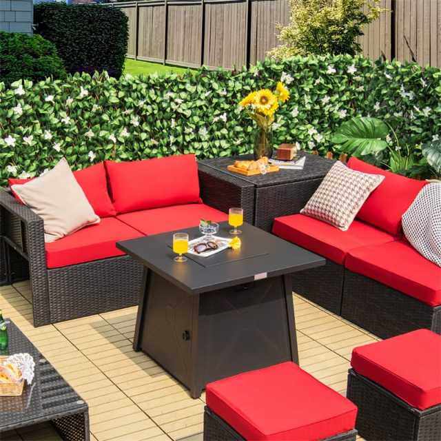 30" Square Propane Fire Pit Table, 50,000 BTU Outdoor Gas Fire Pit with Waterproof PVC Cover, Stainless Steel Burner, Lava Rocks & CSA/ETL Certified