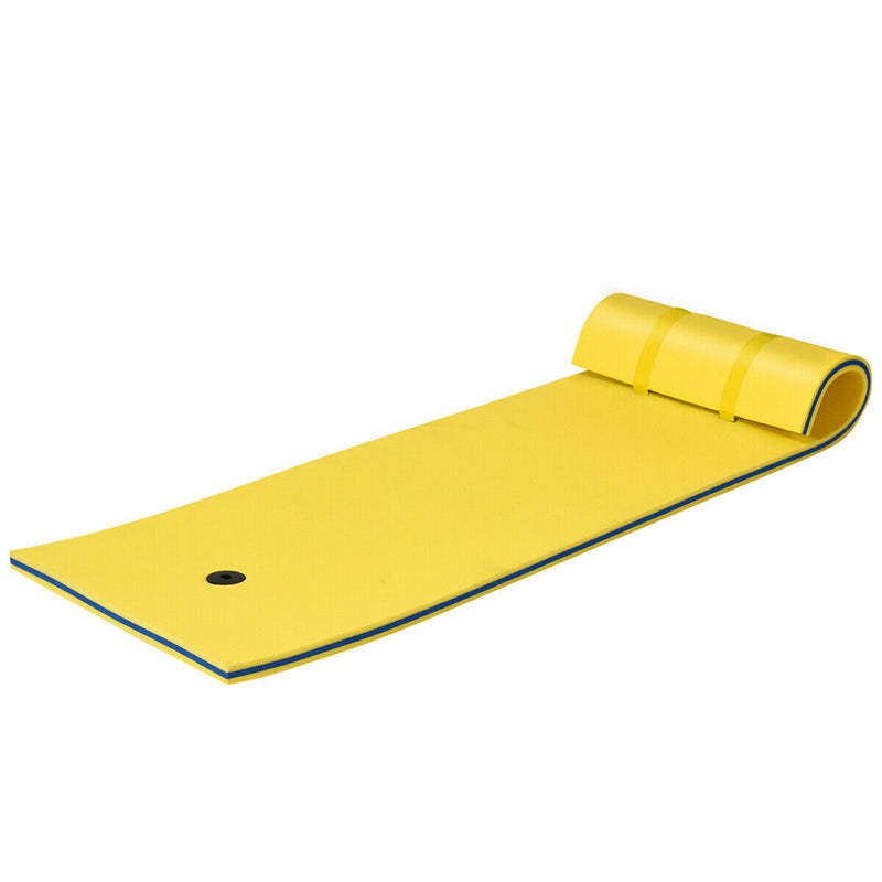 83"x26" Floating Water Pad, 3-Layer Tear-Resistant XPE Foam Water Mat with Rolling Pillow for Pool/Lake/Ocean, Adults & Family Use