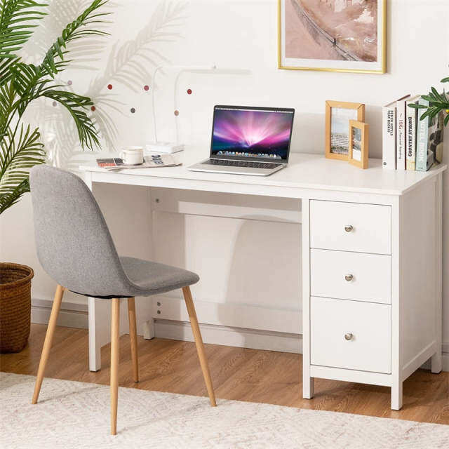 Modern Home Office Computer Desk with 3 Storage Drawers, Large Desktop, Compact Writing Study Desk, Multipurpose Laptop Workstation for Bedroom