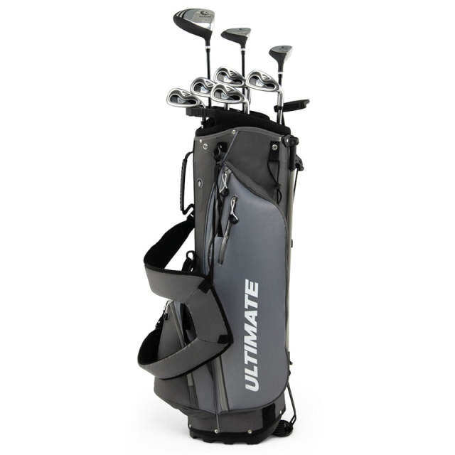 10 Pieces Men's Golf Club Set Right Hand, Complete Golf Club Package Set with 460cc #1 Driver, #3 Fairway Wood, Hybrid, Irons, Putter & Bag
