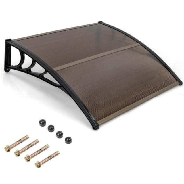 40" x 48" Window Awning, Modern Polycarbonate Overhead Door Awning Canopy with Hollow Sheet for Rain Snow Sunlight UV Protection UPF 50+