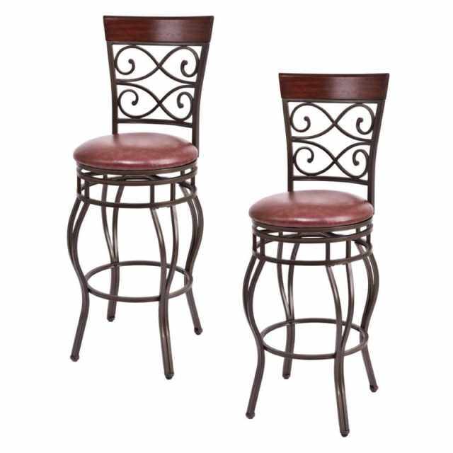Vintage Metal Swivel Bar Stools Set of 4, 30" Bar Height Barstools with Back, PU Leather Padded Seat & 300lbs Capacity for Kitchen Island, Pub