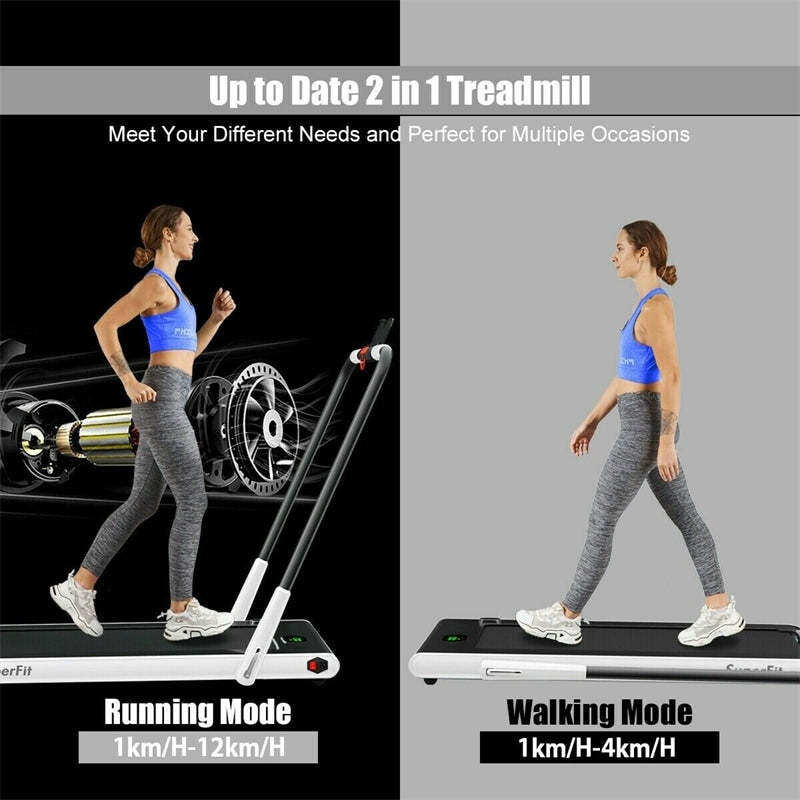 2.25HP 2-in-1 Folding Under Desk Treadmill with LED Display, Remote & APP Control, Portable Electric Walking Running Machine for Home Office