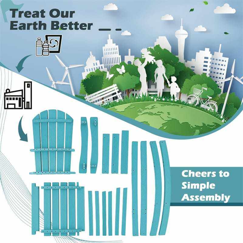 Outdoor HDPE Bar Stool, All-Weather 30" Tall Adirondack Chair with Armrests & Footrest, Bar Height Patio Chairs for Garden Deck Balcony