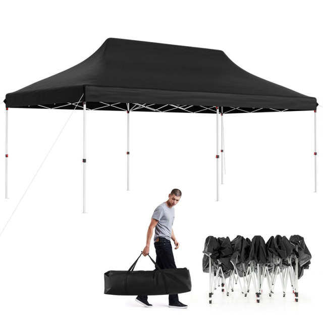 10 x 20FT Pop Up Canopy, Instant Setup Outdoor Canopy Tent with 6 Sandbags & Carrying Bag, UPF50+ Sun Protection Tent for Events, Camping