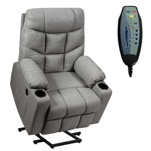 Power Lift Recliner Chair Elderly Lift Chair Fabric Electric Massage Reclining Sofa with 8 Point Massage Lumbar Heat USB Charge Port