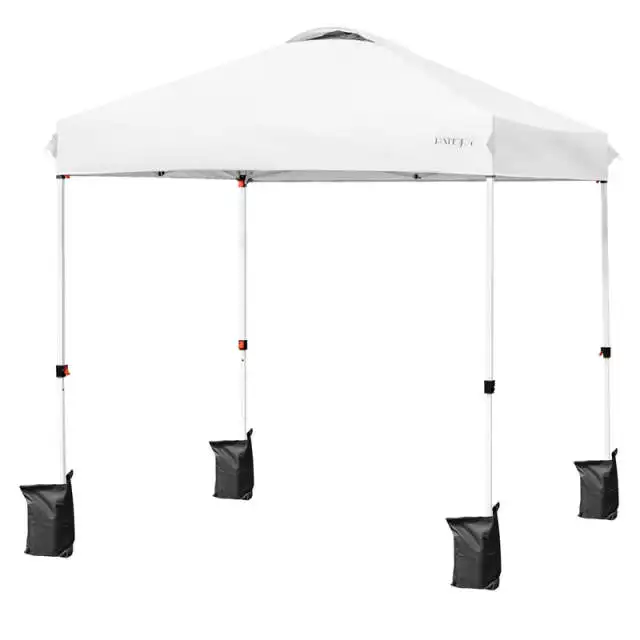 6.6x6.6FT Outdoor Pop-up Canopy Tent with Height Adjustable, Roller Bag & Weight Bags, Commercial Instant Canopy Sun Shelter for Camping, Party