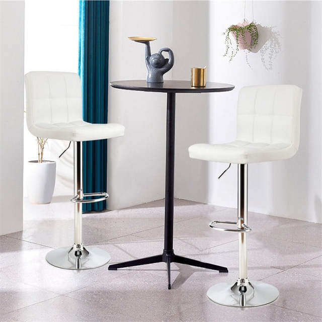 Swivel Bar Stools Set of 2 w/Adjustable Height & Back, Modern PU Leather Armless Counter Height Bar Chairs for Kitchen Island, Home Bar, Dining