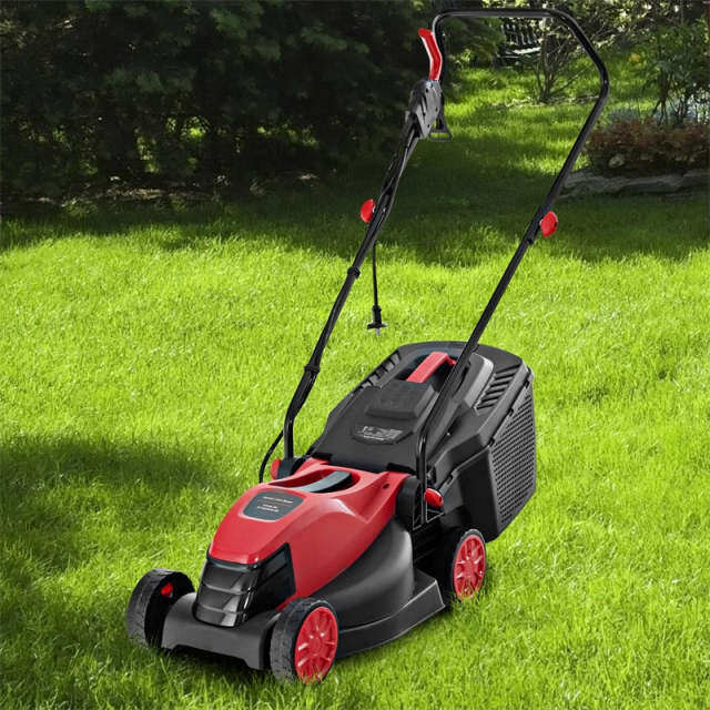 Electric Lawn Mower, 13" Corded Walk-Behind Lawnmower with 10AMP Motor, Grass Collection Box & 3 Adjustable Cutting Heights for Garden Yard Farm