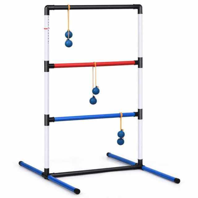 Ladder Toss Game Set with 6 Bolas, Built-in Score Tracker & Carrying Bag, Portable Indoor/Outdoor Lawn Game for Family, Kids & Adults Fun
