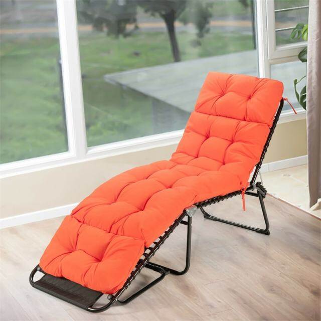 73" Thick Waterproof Outdoor Chaise Lounge Cushion with String Ties, All-Weather Patio Recliner Chair Pad for Poolside, Garden & Indoor Use