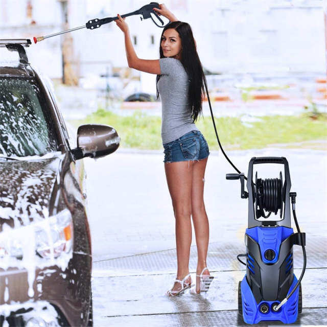 3000PSI Electric High Pressure Washer, 2000W 2 GPM Portable Power Washer Home Patio Deck Cleaner with 5 Nozzles & 2 Wheels