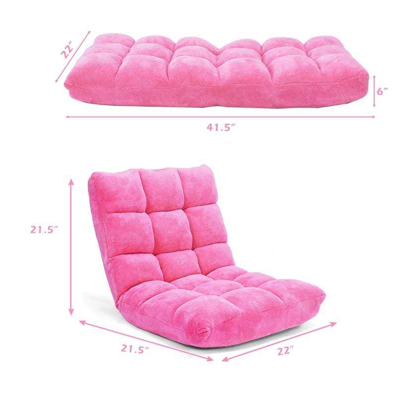 14-Position Adjustable Floor Chair, Folding Sofa Chair with Back Support, Floor Gaming Recliner for Living Room, Meditation, Reading