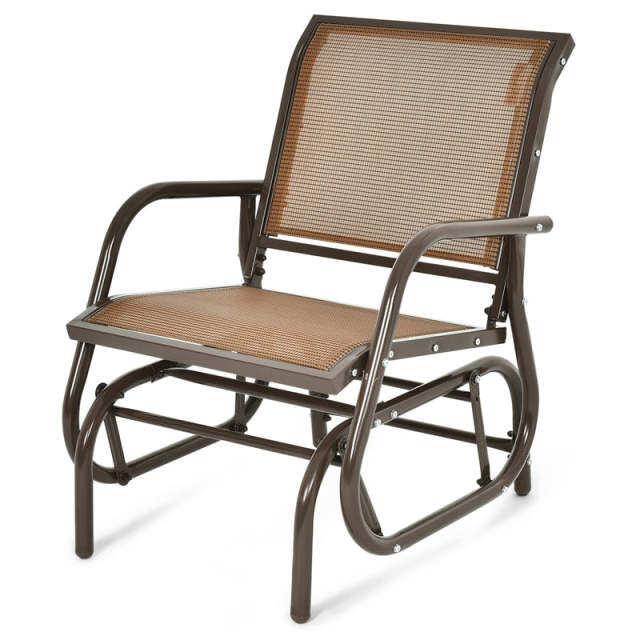 Outdoor Swing Glider Chair, Patio Glider Rocking Chair with Heavy-Duty Metal Frame & Breathable Fabric for Garden, Porch, Backyard
