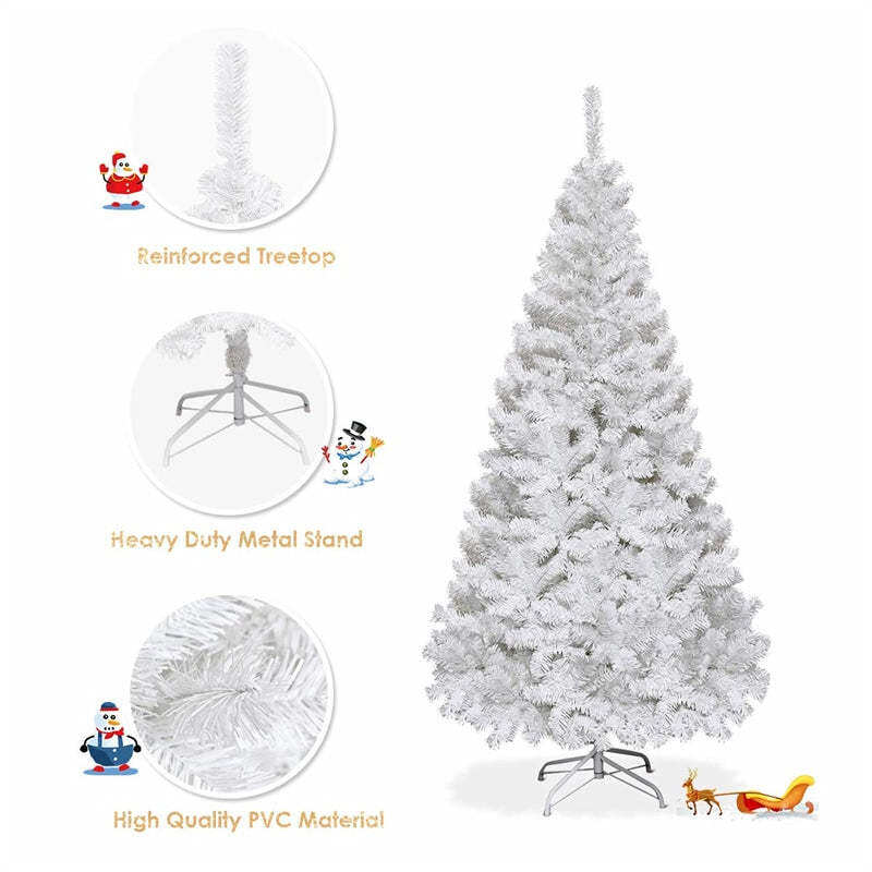 5FT White Christmas Tree Artificial Xmas Pine Tree with 350 PVC Brand Tips & Metal Stand for Outdoor Indoor Holiday Decor