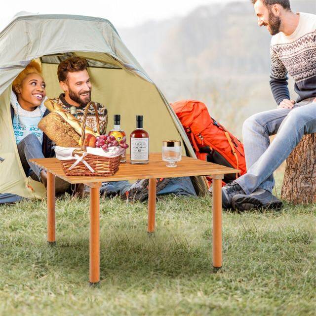 27" Square Roll-up Camping Table Folding Picnic Table with Carrying Bag for Outdoors Fishing Cooking BBQ Party Lawn Patio Garden