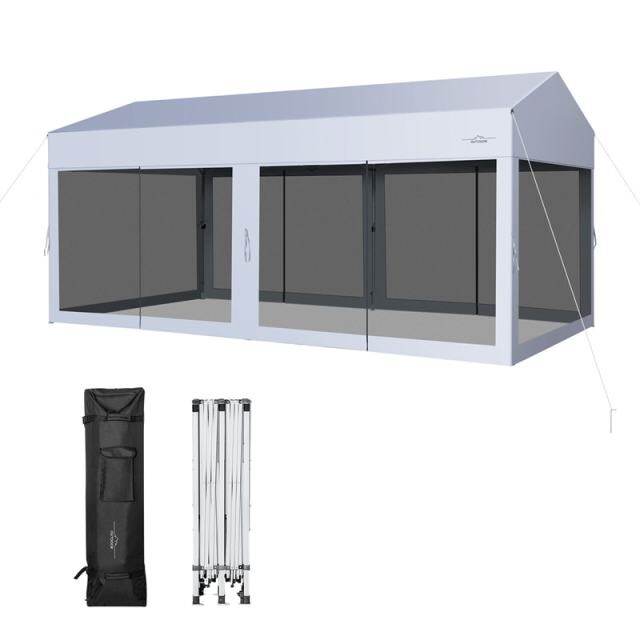 10x20 FT Pop-Up Canopy Party Tent Garage Car Shelter with Removable Screen Sidewalls & 2-Wheeled Storage Bag