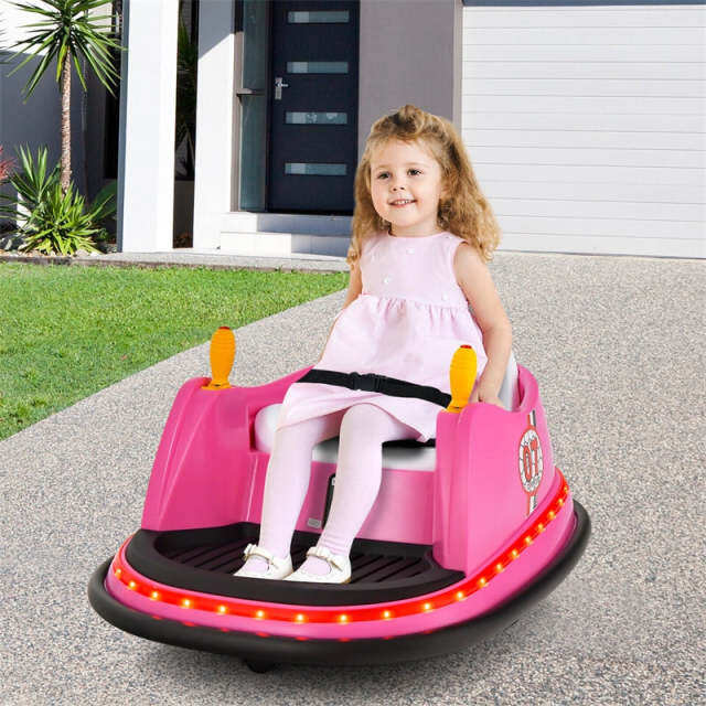 Kids Bumper Car, 12V Battery-Powered Electric Ride-On Bumper Car with 360° Spin, Dual Joysticks, Remote Control & Flashing Lights for Ages 2-5