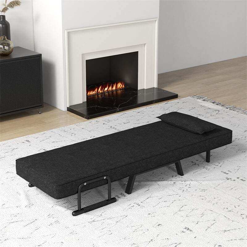 Convertible Sleeper Chair, 4-in-1 Folding Sofa Bed 6-Position Adjustable Backrest w/ Pillow, Reclining Chaise Sleeper Sofa for Living Room