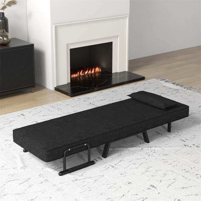 Convertible Sleeper Chair, 4-in-1 Folding Sofa Bed 6-Position Adjustable Backrest w/ Pillow, Reclining Chaise Sleeper Sofa for Living Room