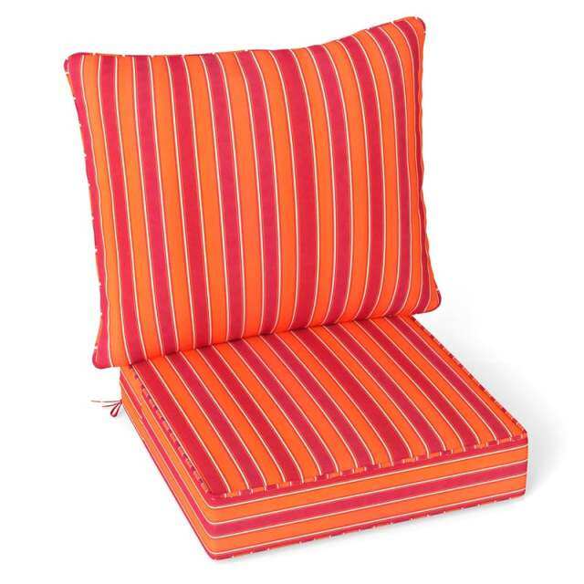 Deep Seat & Back Cushion Set with Rope Ties, Waterproof 6" Thick Indoor/Outdoor Chair Pads for Patio Furniture & Poolside