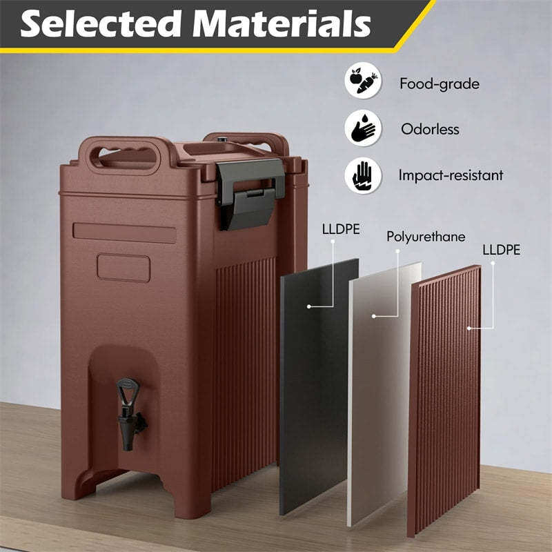5 Gallon Insulated Beverage Dispenser/Server Food-grade Hot & Cold Drink Carrier with Handles & Spring Action Faucet