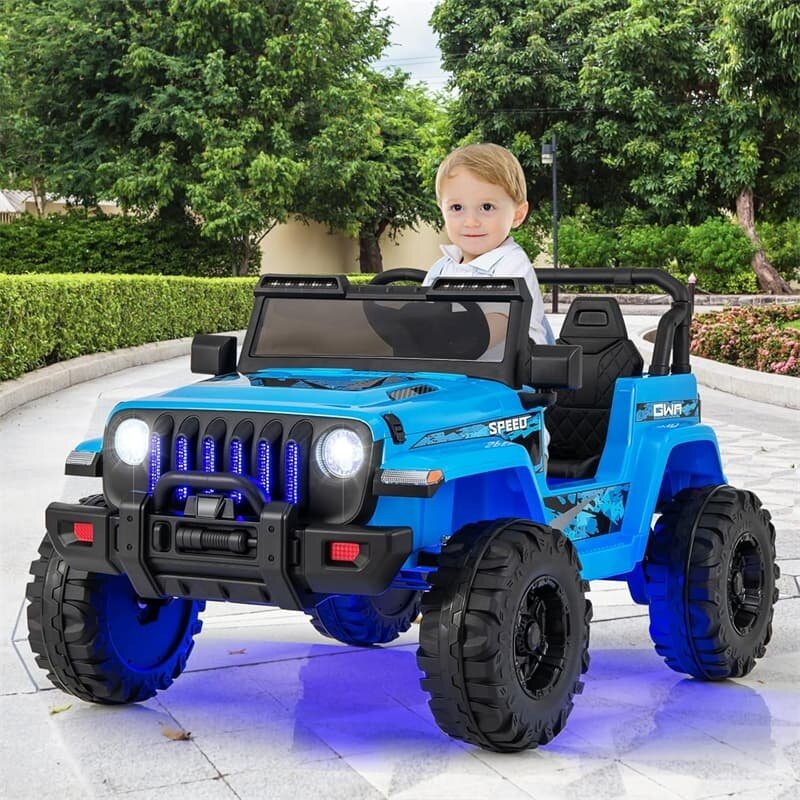2-Seater Ride-On Truck for Kids, 12V Battery Powered Electric Vehicle with Remote Control & LED Lights, Ride-On Car for Boys Girls Gifts
