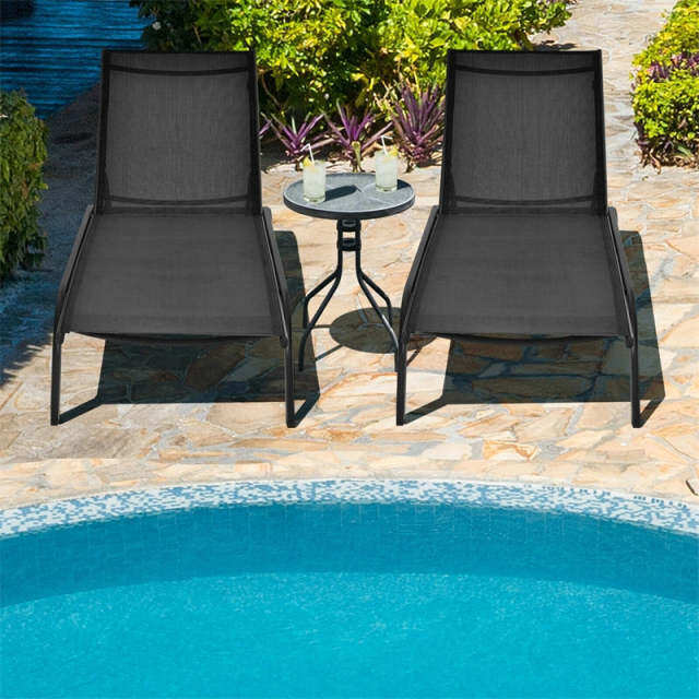 Outdoor Chaise Lounge Chair with 6-Position Adjustable Backrest & Wheels, Quick-Drying Fabric Patio Reclining Sun Lounger for Poolside, Backyard