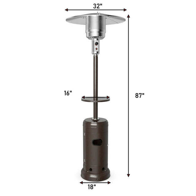 50,000 BTU Propane Patio Heater with Auto Shut-Off & Tip Protection, Commercial Outdoor Heater w/ Wheels & Drink Shelf for Backyard, Restaurant