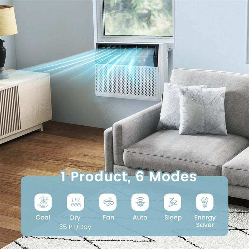10000 BTU U-Shaped Inverter Window Air Conditioner, Over-the-Sill AC Unit with Remote, LED Panel, Sleep & Energy Saver Mode for 250 Sq.Ft Rooms