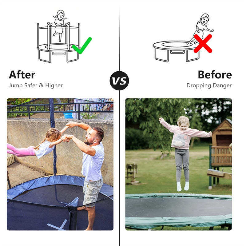 15FT Trampoline Safety Net 6 Pole Weather-Resistant Replacement Enclosure Net for Round Frame with Double-Headed Zippers, Protection Buckles