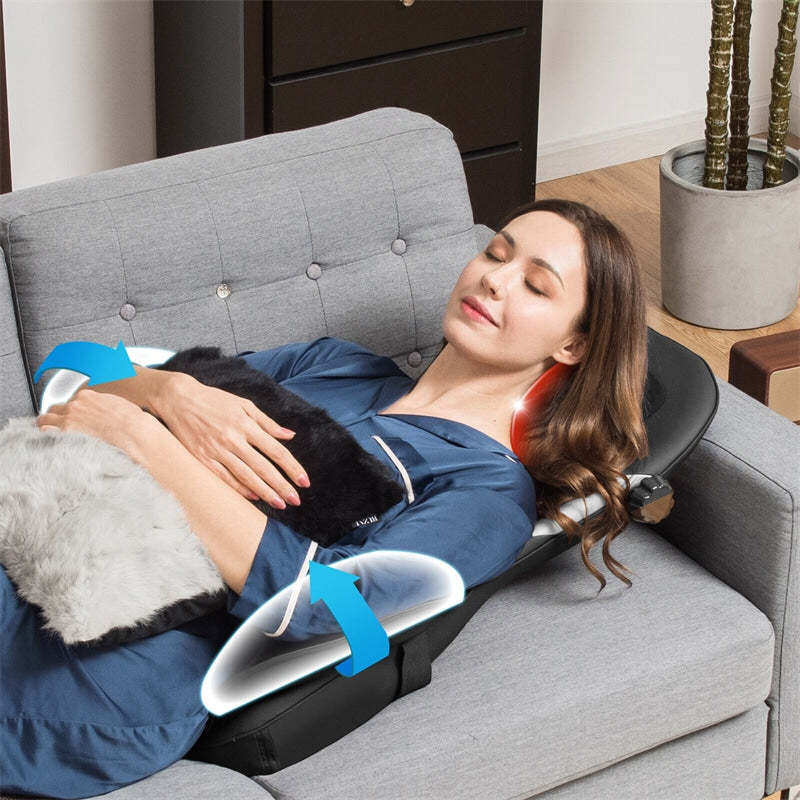 Shiatsu Back Massager Height Adjustment Massage Seat Cushion Massage Chair Pad with Heat, Kneading, Rolling & 8 Flexible Nodes