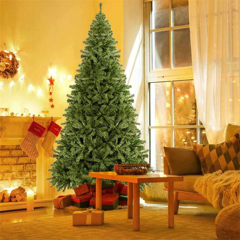 6FT Artificial Christmas Tree Premium Unlit Hinged Spruce Full Tree with 1000 Branch Tips & Metal Stand for Holiday Decorations