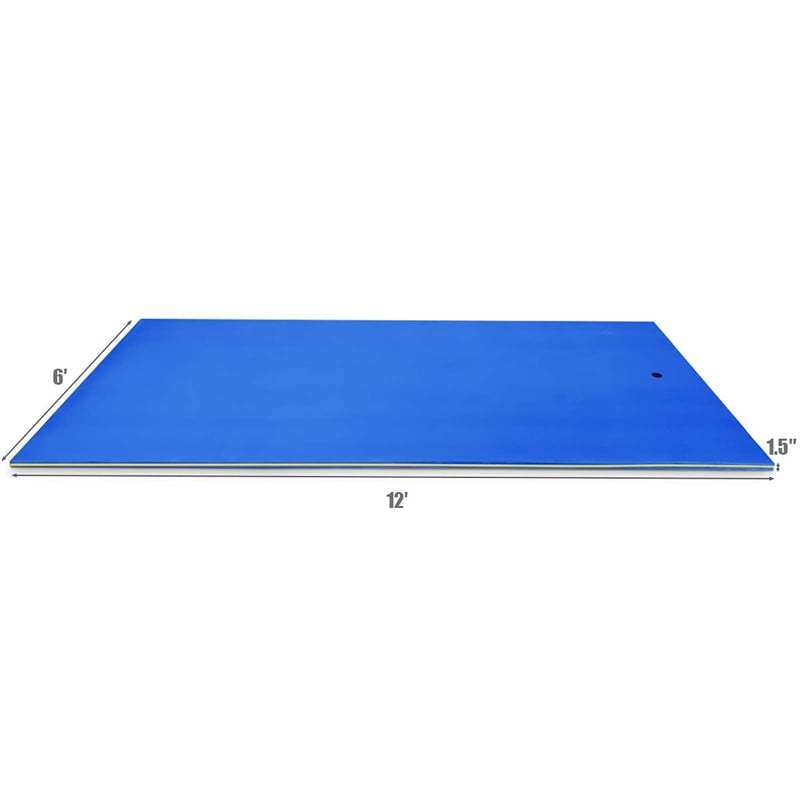 12' x 6' Floating Water Pad, 3 Layer Tear-Resistant XPE Foam Water Mat Roll-Up Floating Island for Pool Lake with Mooring Device & Straps