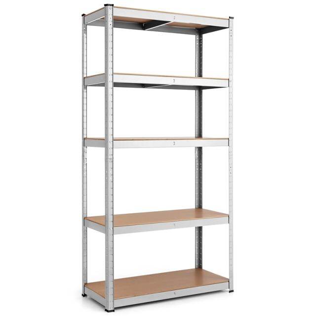 5-Tier Metal Storage Shelves, Heavy Duty Steel Shelving Unit, Adjustable Garage Tool Organizer Rack, Bolt-Free Assembly, 2000 lbs Capacity