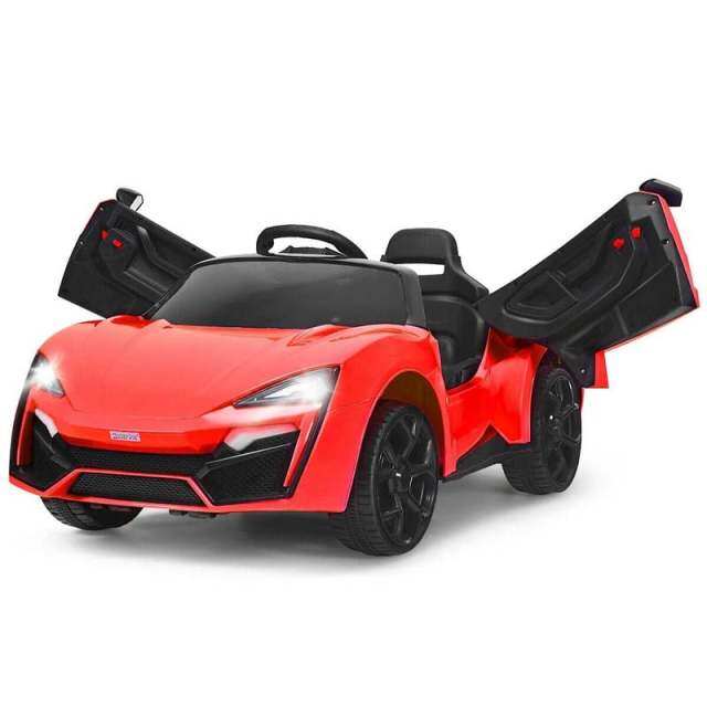 Kids Ride On Sports Car, 12V Battery Powered Electric Vehicle with Remote Control & LED Lights for Boys & Girls